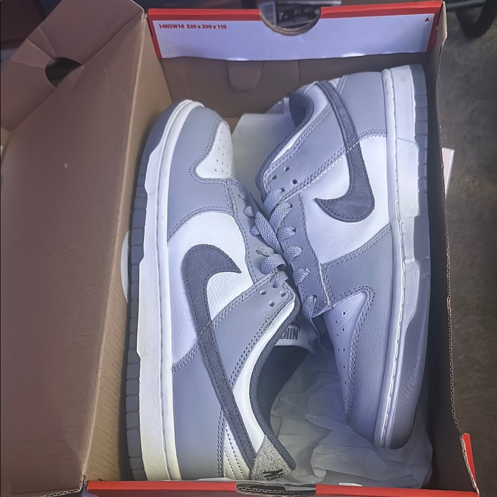 Nike Gray and White Sneakers Classic Dunk Design